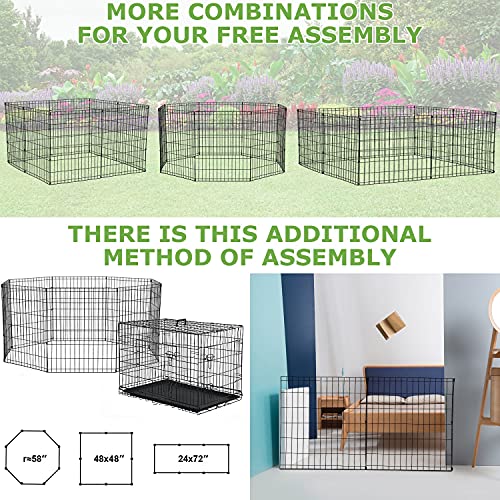 24Inch Dog Fence Pen Pet Playpen Kennel,Indoor Outdoor Portable Pet Pen Playpen Play Yard,8 Panels Foldable Metal Wire Dog Exercise Barrier Fence Pen Crate For Dogs Puppy Rabbits/Yard Travel Camping #TOP3