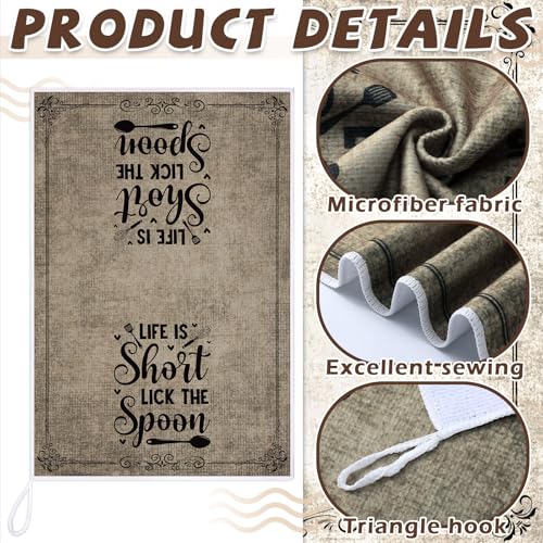 Image of Bencailor 6 Pcs Simple Words Kitchen Towels Decorative Sets Dish Towels Absorbent Fast Drying Hand Tea Vintage Hanging Reusable Cleaning Dishcloths for Cooking Farmhouse Bathroom Accessory