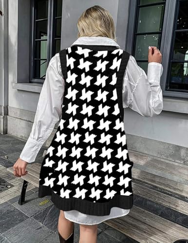 Image of Zeagoo Womens Sweater Vest Dress Pattern Knitted Pullovers Sweaters V Neck Tank Sweater Dress with Pockets