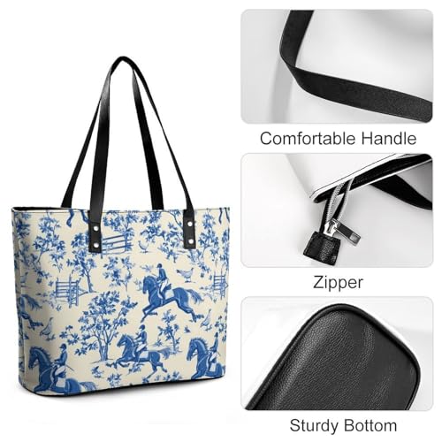 Horse Jumping Horsing Rider Women's Leather Handbag Shoulder Bag Tote Purse Bags for Shopping Travel4