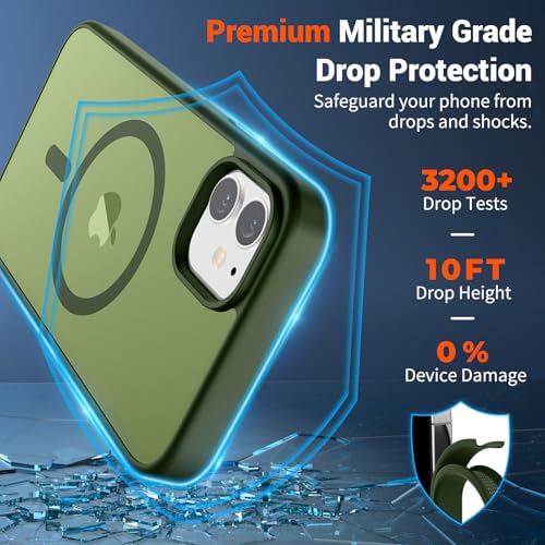 Image of SUPFINE Magnetic for iPhone 12 Case /iPhone 12 Pro Case (Compatible with MagSafe)(Military Grade Drop Protection) Slim Translucent Matte Shockproof with Anti-Fingerprint Phone Case,Cangling Green