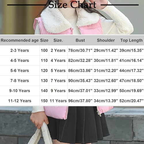 Girls Puffer Vest Cropped Puffy Water-Resistant Vest with Pockets Lightweight Outerwear Warm Sleeveless Vests 2-12Y2