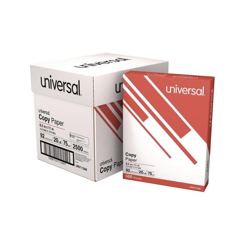 universal unv11289 8.5 in. x 11 in. 20 lb bond weight copy paper convenience carton - white (5/carton)