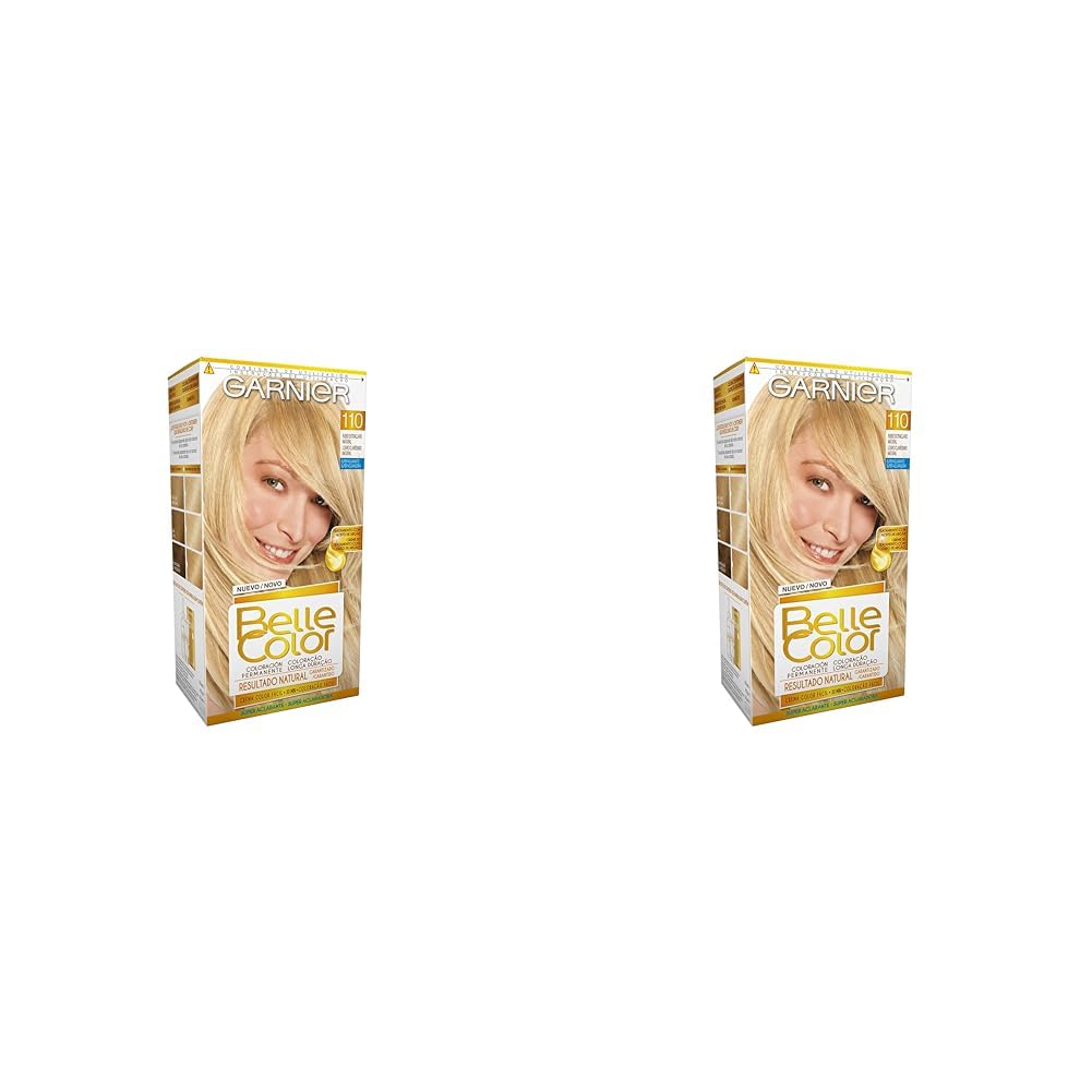 Garnier Belle Color Coloración de aspecto natural y cobertura completa de canas con aceite de jojoba y germen de trigo - Tono: Rubio Extra Claro Natural 110 (Paquete de 2)