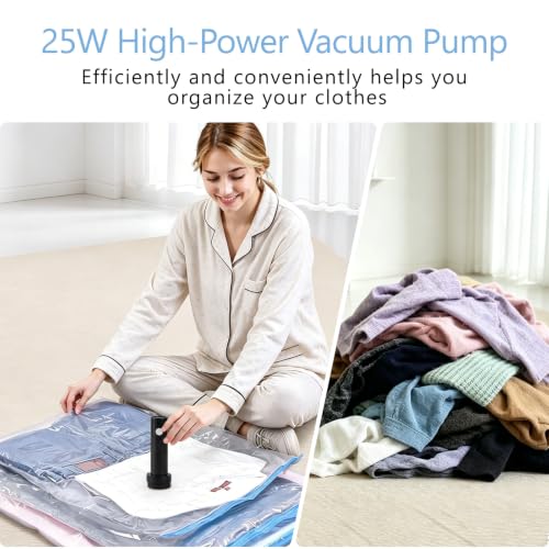 6.0Kpa Cordless Electric Vacuum Pump for Storage Bags，Portable Type-C Rechargeable Seal & Compression Bag Pump for Travel，Clothes, Blankets & Bedding（Storage Bags Not Included）（Black-White） by ColorCall - Used condition - Image 4