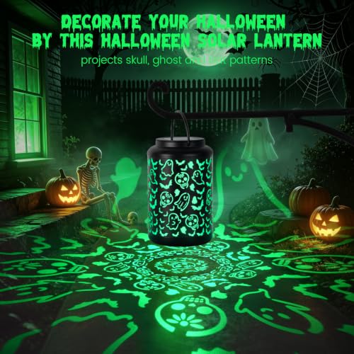 KANPONN Halloween Decorations Outdoor Skull&Ghost Solar Lantern Green Light - image 3