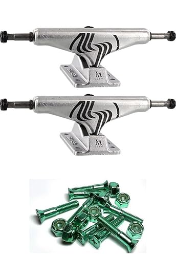 Warehouse Skateboards Silver Skate Trucks M-Class Hollow Polished/Black Skateboard Trucks - 5.25
