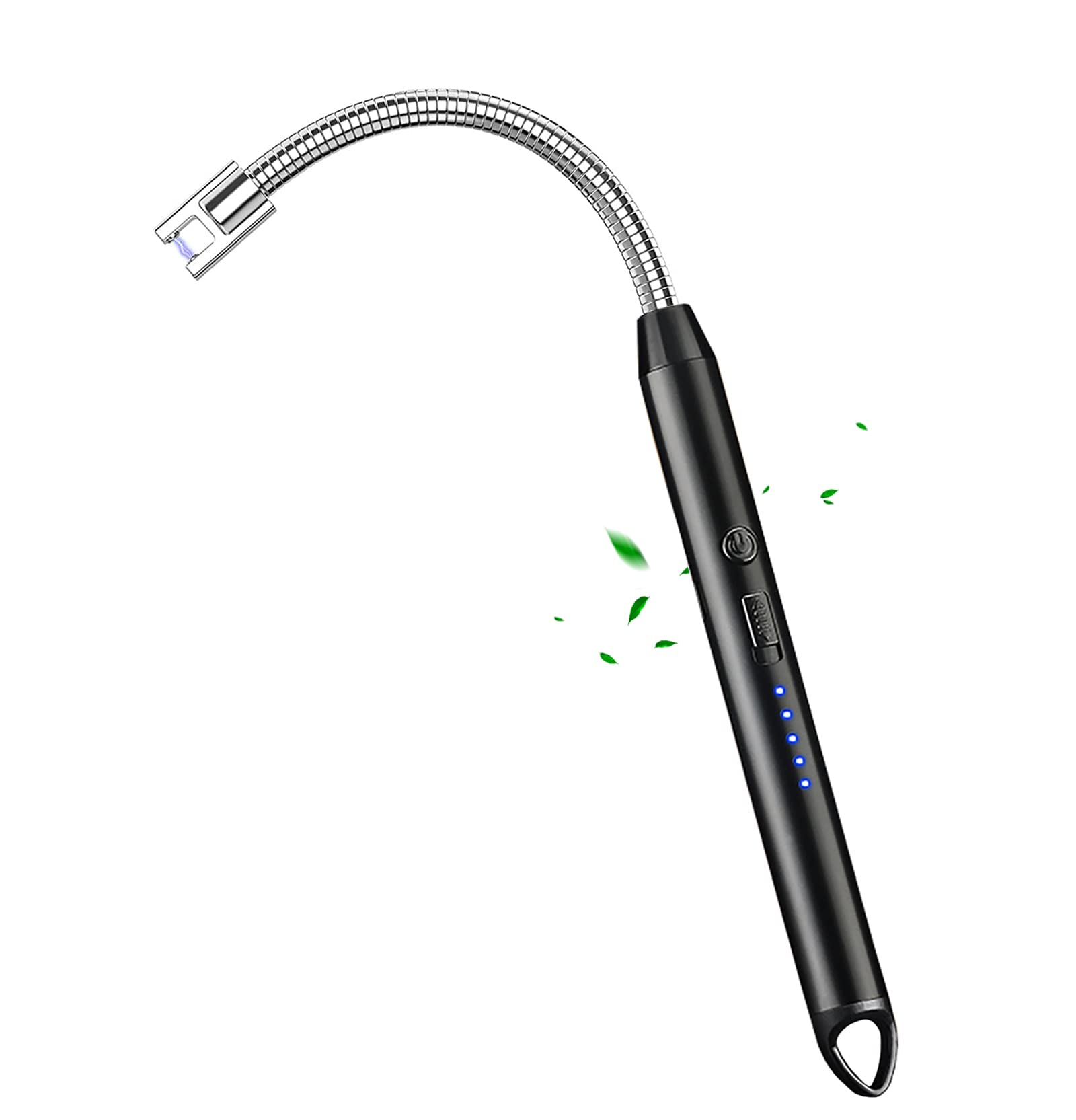 2 Pack Electric Candle Lighter Plasma Flameless Arc Windproof 360° Long Neck Flexible with LED Power Display Lighters for Candle for BBQ, Grill, Camping, Fireplace, Stove