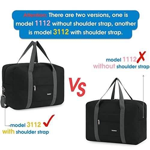 for-Airlines-Cabin-Bag-45x36x20-Underseat-Foldable-Travel-Duffel-Bag-Holdall-Tote-Carry-on-Luggage-Overnight-for-Women-and-Men-25L-Thick-Series-Black-with-Shoulder-Strap