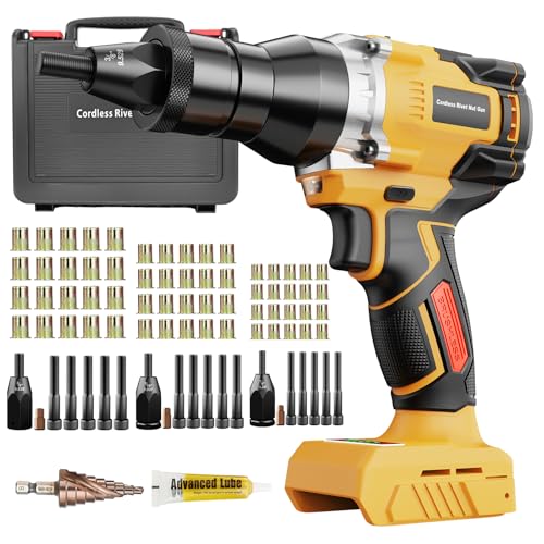 CAMXTOOL Cordless Rivet Nut Gun Compatible with Dewalt 20V Max Battery Electric Rivet Nut Tool with 1/4 5/16 3/8 Nut Head Battery Powered Rivetnut Tool Auto Mode & Memory Mode Tool Only
