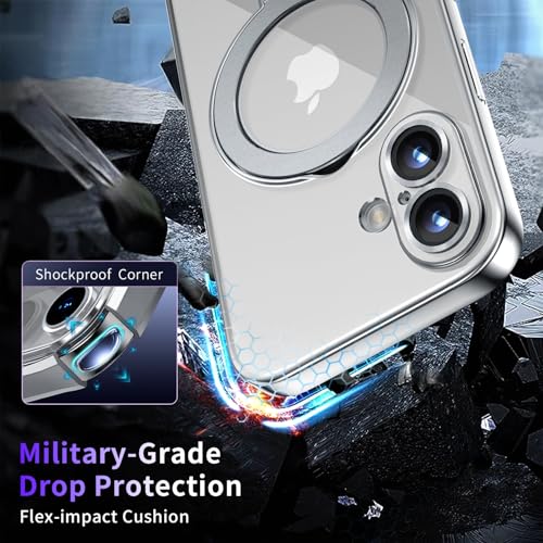 Image of Magnetic for iPhone 17 Case with Invisible Stand[Compatible with MagSafe][Full Camera Lens Protector][Military Drop Protection] Shockproof Not Yellowing Clear Slim Soft for Women Men