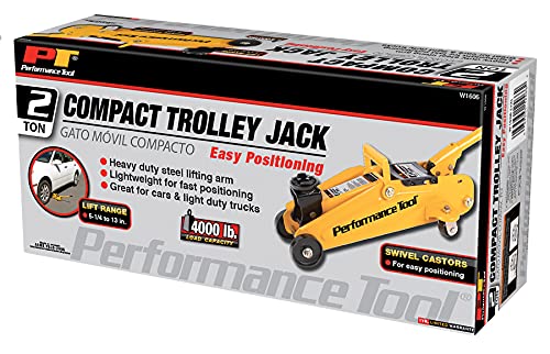 Performance Tool W1606 2 Ton (4,000 Lbs.) Capacity Compact Trolley Jack #TOP2