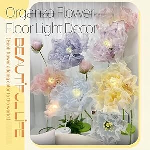 Giant Flowers for Decoration, 5 ft Large Organza Floral with LED Light, for Wedding Arrangements, Birthday Easter Party Mother's Day Backdrop Decor, Photography Props, Shop Display, Pink Purple Giant Flowers for Decoration 5 ft Large Organza Floral with LED Light for Wedding Arrangements Birthday Easter Party Mothers Day Backdrop Decor Photography Props Shop Display Pink Purple