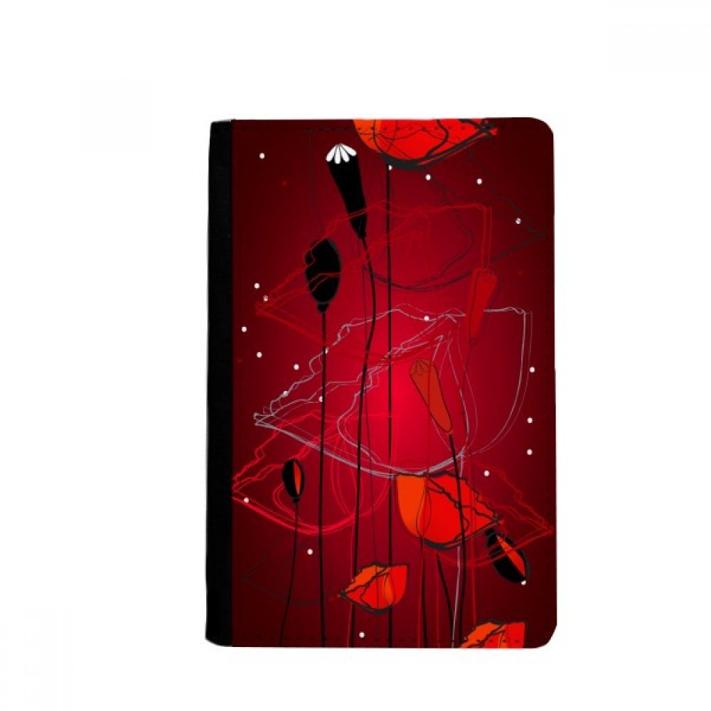 Red Flowers Abstract Art Painting Corn Passport Holder Notecase Burse Wallet Cover Card Purse