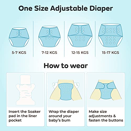 Image of Mylo Leak Proof Baby Cloth Diaper Combo (3 Diaper & 3 Inserts) for 3 Months to 3 Years Babies | Oeko Tex Certified Washable & Reusable Baby Cloth Diaper | Free Size - Jungle, Celebration & Purple Love