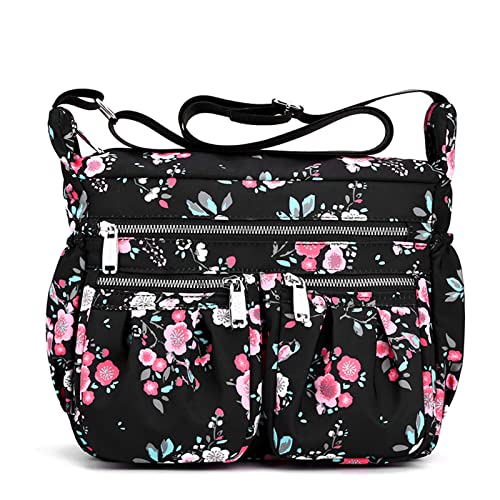 Crossbody Bags for Women Multiple Pockets Shoulder Handbag Casual Nylon Lightweight Purse
