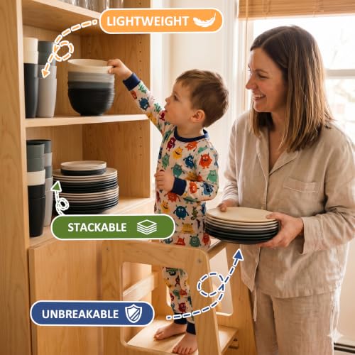 PYRMONT 40 Pcs Wheat Straw Dinnerware Sets Unbreakable Dishes Set for 8 by PYRMONT - Used condition - Image 6