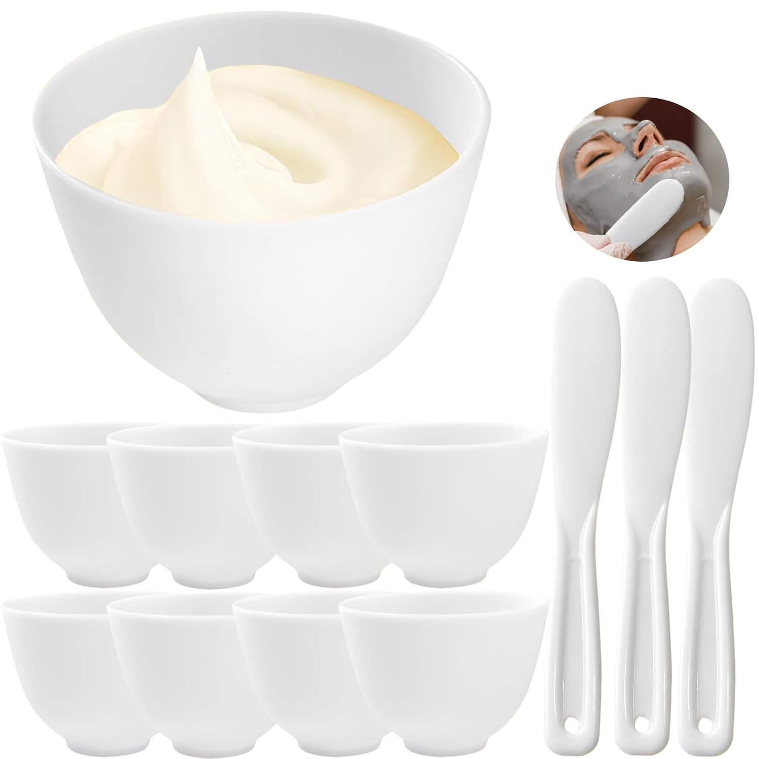 12Pack Silicone Facial Mask Mixing Bowl for Estheticians, Reusable for Spa | DIY Face Mask Mixing Bowl, Home Salon Spa, Face Skin Applicator Bowl