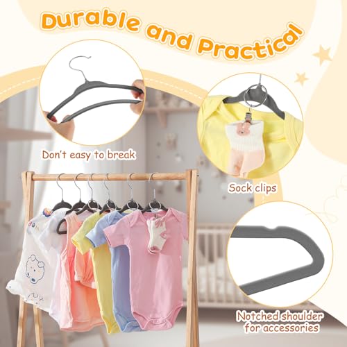 Cintre gris en velours Hsei pour placard de tout-petits - 5