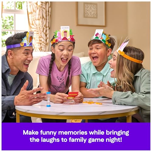 Spin Master Games, Hedbanz 3ème édition 2025 avec nouvelles cartes et bandeaux, jeu de cartes de devinettes d'images, questions rapides et amusant rapide, facile à jouer pour la famille et les enfants