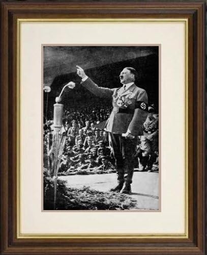 Print of 'Adolf Hitler addressing a rally, c1930s.' in Black Frame ...