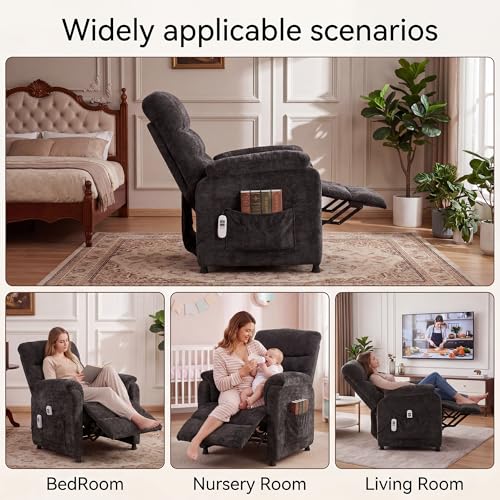 Sillón reclinable eléctrico chenille negro miniatura 6