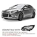 TUSDAR Headlight Assembly Set for 2012 2013 2014 Ford Focus Factory Halogen Headlamp Left Driver and Right Passenger Side (Black Housing with Clear Reflector)