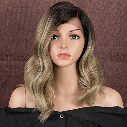 Style Icon Lace Front Wigs Wavy 15 Hair Wigs Hair Replacement Synthetic Wig Shoulder Length Side Part Natural Looking Wigs For Women with Heat Resistant Fibre Different Colors