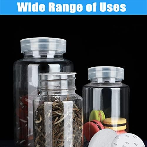 8Packs 500ml TEC Plastic Clear Jars With Lids, Clear Plastic Storage Jar for Food Storage, Craft Storage, Pantry Storage jar For Dry Food, Snack, Peanut, Powder, Spice(16oz)