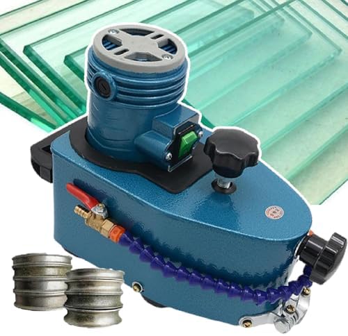 Portable Electric Glass Edging Machine - 8000 RPM Small Edger for Straight & Round Bevels, Polishing Acrylic, Marble, Ceramic & Green Glass