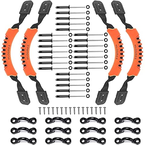 HLOGREE 4Pack Kayak Carry Handles, Kayaking Accessory Canoe Boat Side Mount Carry Handle Soft Rubber Replacement for Ocean, Lifetime, Pescador, Emotion Kayaks Suitcase Luggage Orange Cover