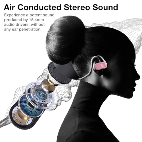 Image of Purity Air Open Ear Headphones - True Air Conduction Wireless Bluetooth Open Ear Earbuds with Dual Mic for iPhone /Android - Secured Long Wearing Comfort, Sports Sweat Resistant (BMDS158)