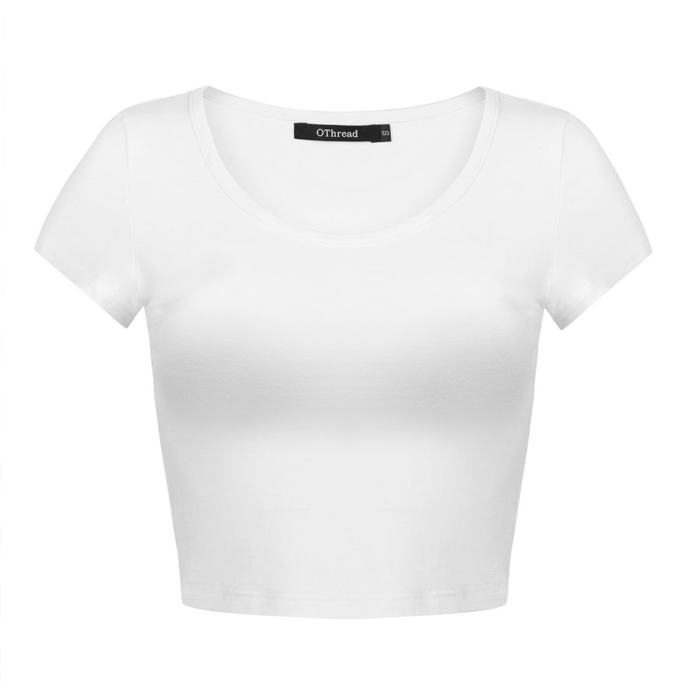 OThread & Co. Women's Basic Crop Tops Stretchy Casual Scoop Neck Cap Sleeve Shirt - Review, Price and Buying Guide