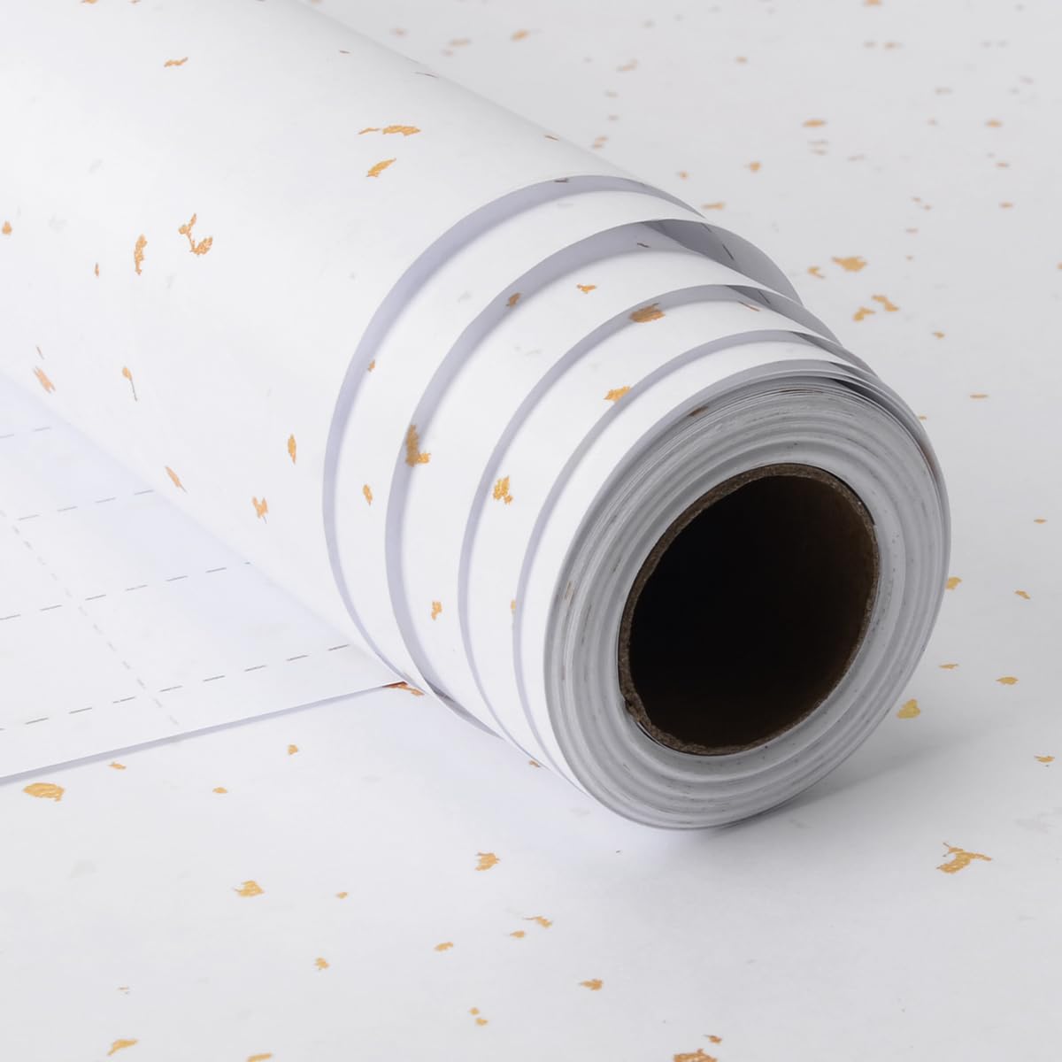 White Gift Wrapping Paper, 43 cm x 10 m White Gold Silver Wrapping Paper for Christmas Birthday Wedding Anniversary