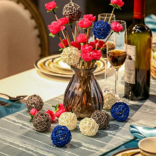 15 Pieces Vase Filler Rattan Balls Decorative For Craft, Party, Wedding Table Decoration, Baby Shower, Aromatherapy Accessories, 1.8 Inch (Blue Gray White) #TOP4