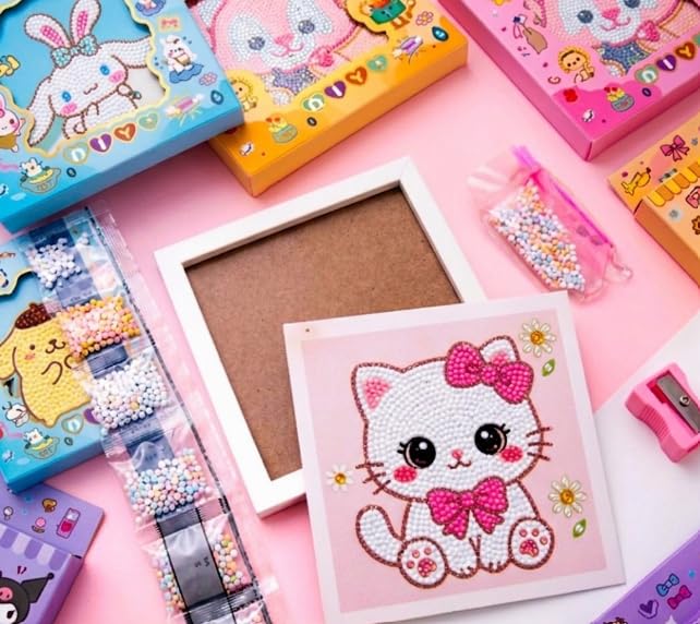 Diamond Art Kit for Kids, Unicorn and Cute Character Theme, with Standing and Wall Hanging Frame, Craft Set-image-49