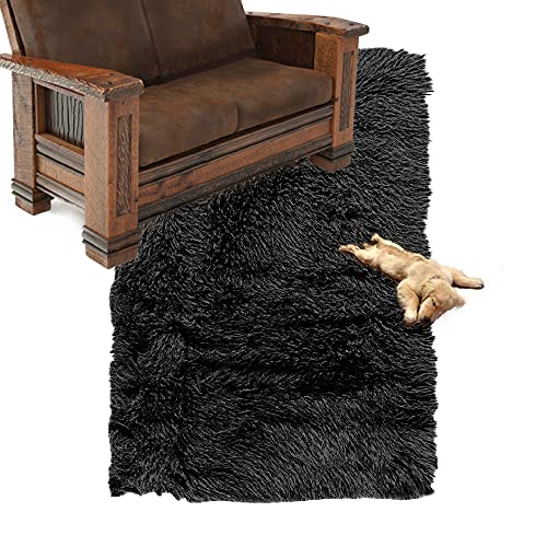 Fur Accents Branded Premium Faux Fur Shaggy Throw Area Rug Rectangle with Bonded Ultra Seude Back (No Toxic Rubber or Foam) (5'x7', Chocolate Brown)