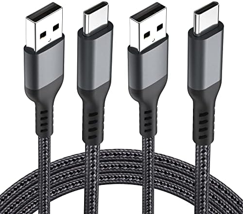 USB C Charger Cable 2M 2Pack Type C Charger Cable Fast Charging 3A Lead Nylon Braided for Samsung Galaxy S22 S21 S20 S10 S9 S8 Plus Note 10 9 8, Huawei P10 P9, Google Pixel, Sony Xperia XZ, LG