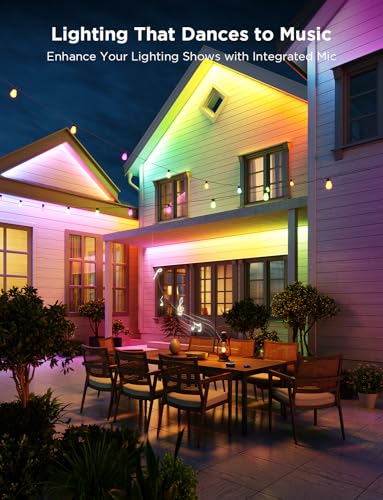 Image of Govee Outdoor LED Strip Lights RGBIC with Warm and Cold White, 98.4ft 2.4G WiFi Smart Outdoor Lights, IP65 Waterproof, Work with Alexa and Google Assistant, App Control, for Porch, Patio, Eave, Party | Smart 2.4G WiFi LED Light, IP65 Waterproof, Compatible with Alexa and Google Assistant, App Control, for Porch, Patio, Eave