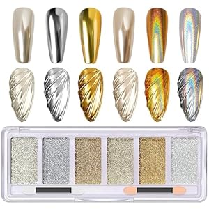 Xvbhaq RIV001 Zestaw Brokatów do Paznokci 6 Kolorów