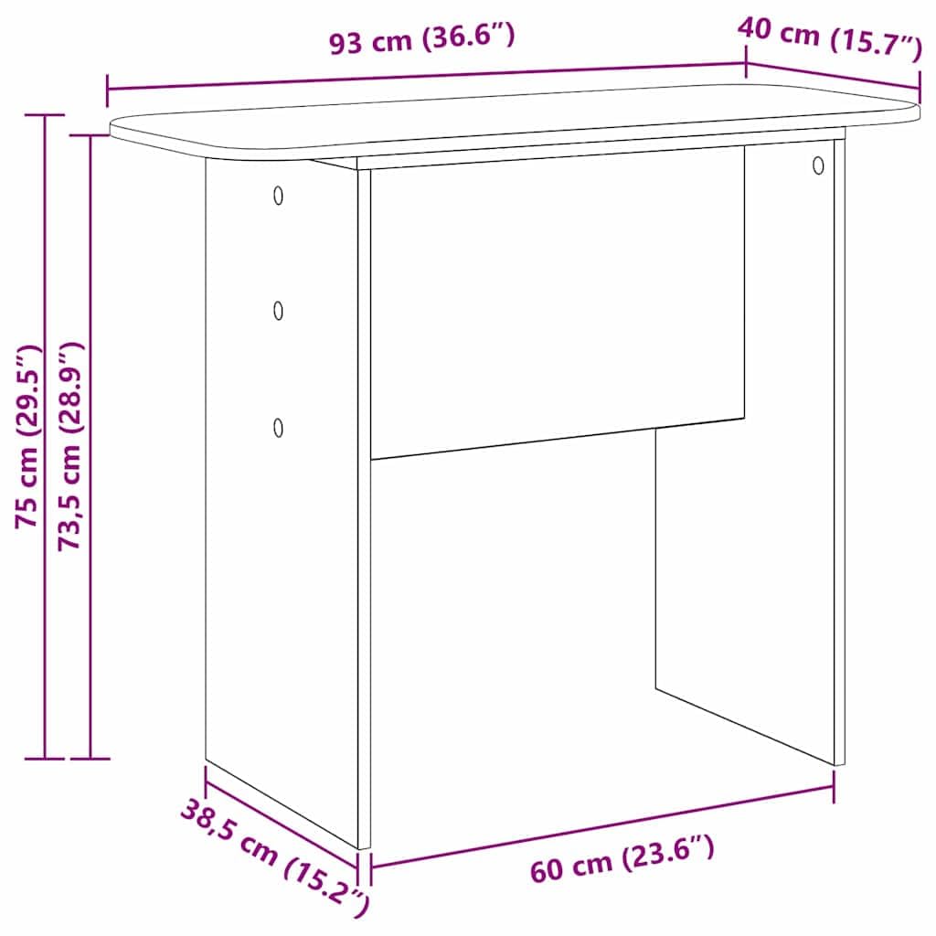 Tavolo consolle in rovere affumicato, 93 x 40 x 75 cm, con vano portaoggetti, compatto e sottile, per soggiorno, corridoio, foyer, organizer salvaspazio per chiavi e decorazioni