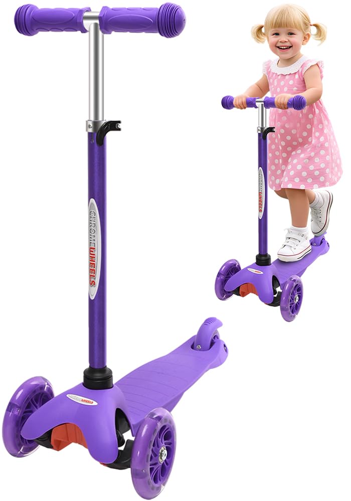 ChromeWheels Scooter for Kids 3 Wheels Lean to Steer with LED Flashing Light