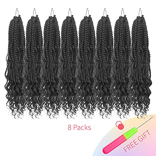 Niseyo 8 Packs Curly Ends Goddess Box Braids Crochet Hair 16 Inch Crochet Braids With Curly Ends Goddess Braid French Curl Braiding Hair (1B) #TOP6