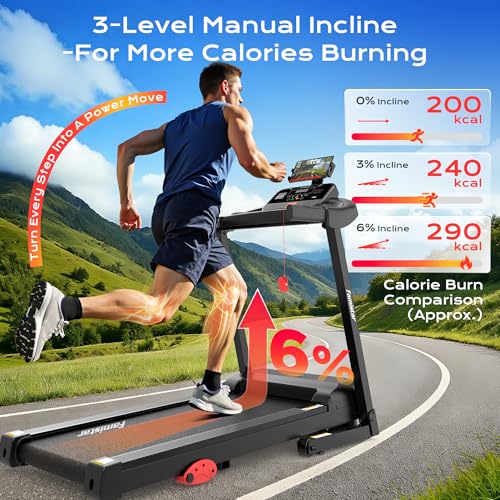 Image of Incline Treadmill for Home 400 lbs Capacity, Folding Treadmill with APP Control, 15% Auto Incline or 6% Manual Incline, 7.5MPH or 10MPH, 16'' or 18'' Wide Belt, Safety Handrail, 64 Programs