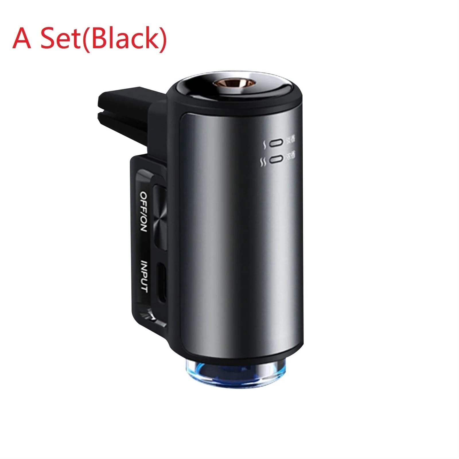 Samochodowy elektryczny dyfuzor powietrza Aroma nawiew samochodowy nawilżacz aromaterapia mgła olej z ziaren drewna automatyczny odświeżacz powietrza zapach perfum (Size : 1 set Black)