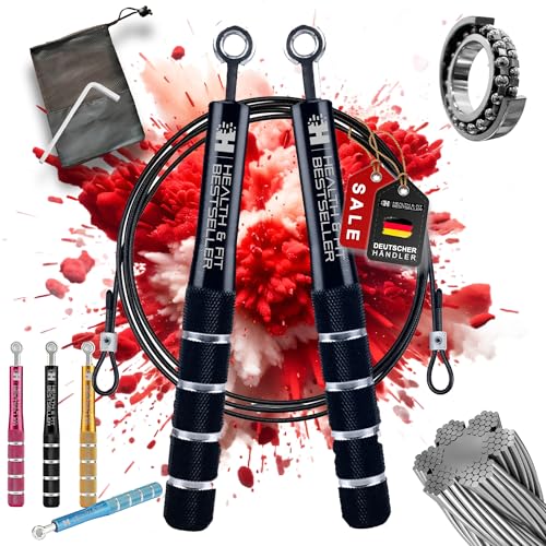 Cuerda de saltar Health & Fit: cuerdas de saltar ajustables para ejercicios de fitness de todas las edades y niveles de fitness. Ideal para entrenamiento cardiovascular, mejorar la resistencia y la