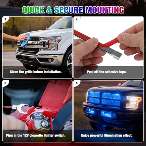 Image of Nilight 4PCS 24 inch RGB LED Grille Light Strips with APP & Remote Control