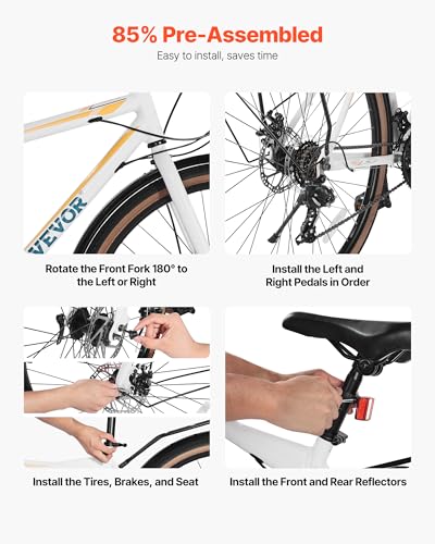 VEVOR Hybrid Bike, Lightweight Aluminum Frame Bike, 700c