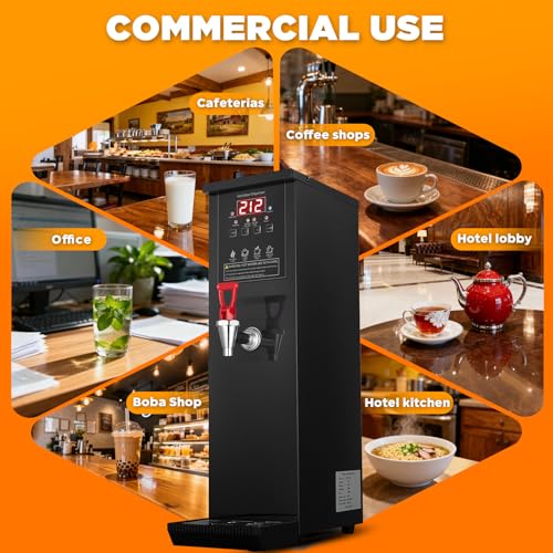 Image of Commercial Hot Water Dispenser 30L /Hour Hot Water Boiler Countertop Auto-filling Water Hot Water Machine Step-heating 104-212F Adjustable for Boba Tea Office Restaurant Hotel Black 1500W