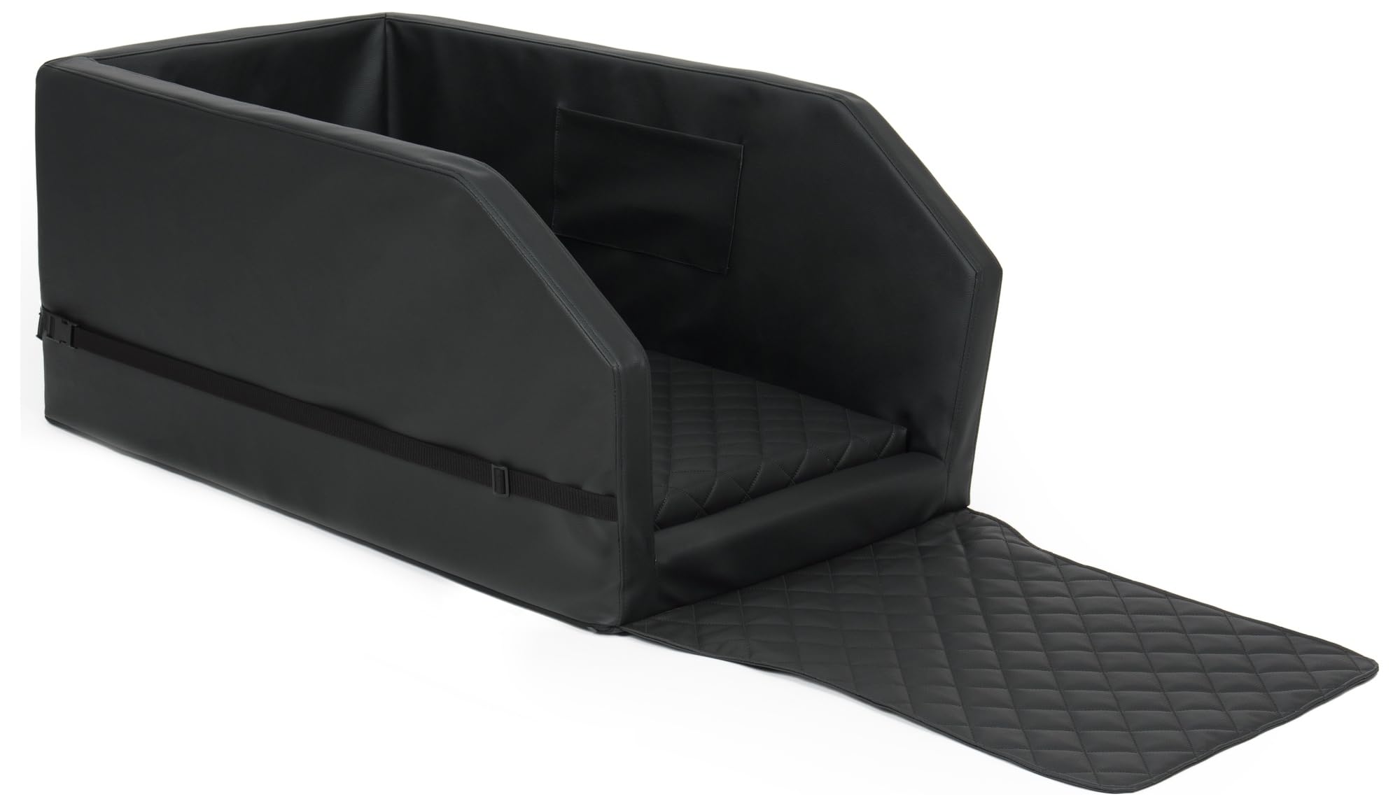 Autohundebett Hunde-Autositz Hundebett f. Rückbank Hundesitz Anschnallgurt 55x70 (Farbe: schwarz)